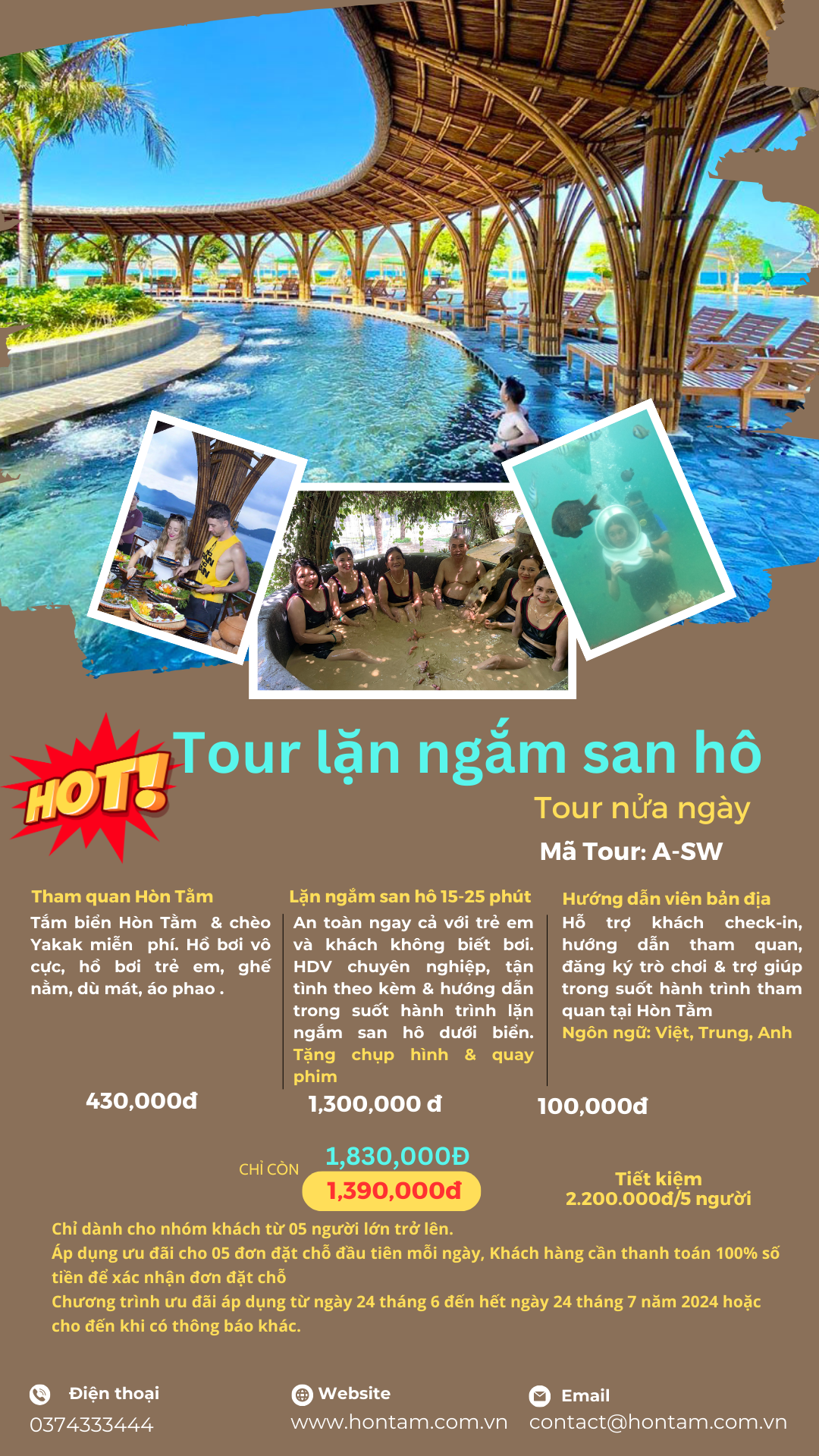 Tour lặn ngắm san hô nửa ngày 