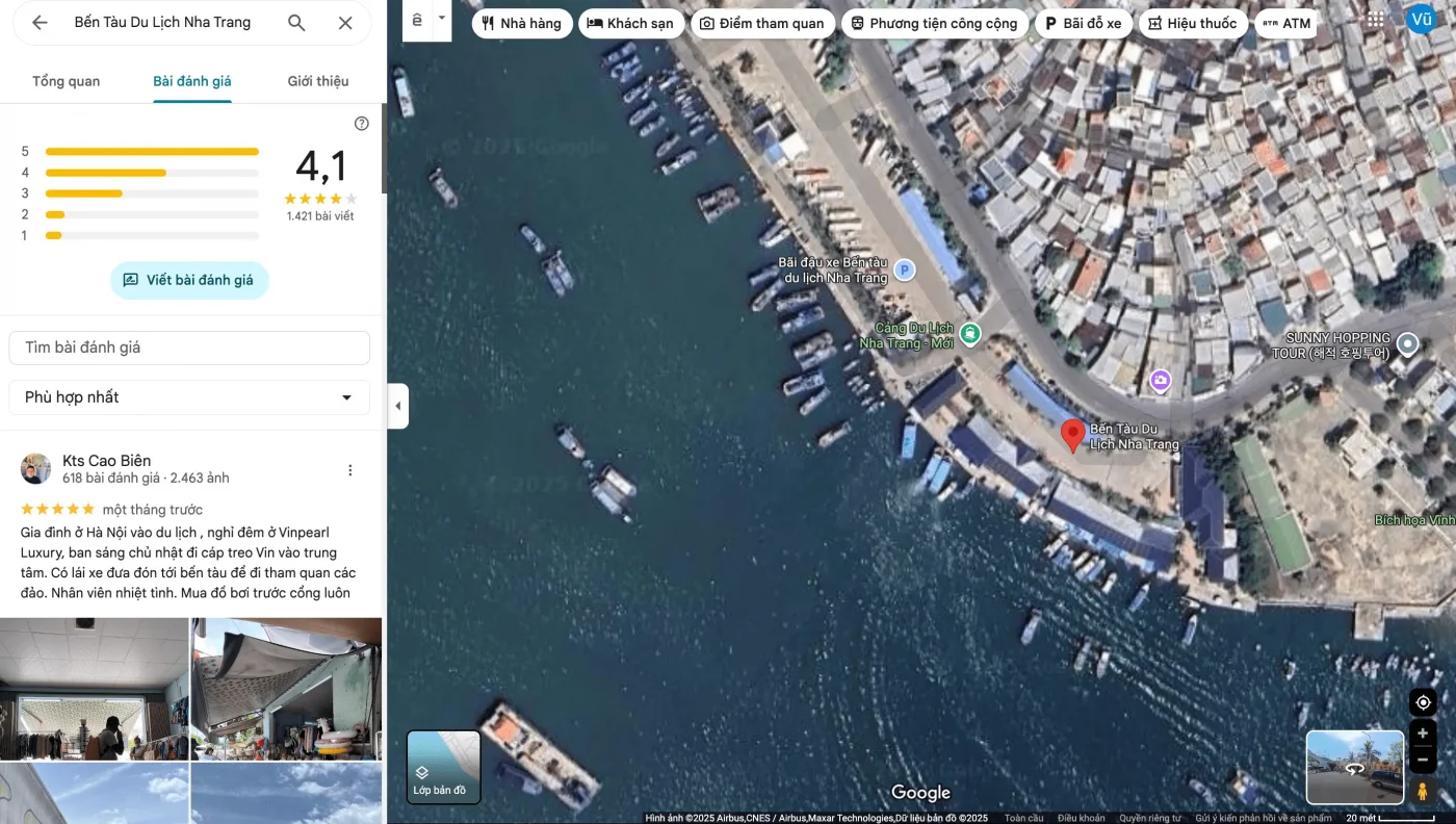 Ben tau du lich Nha Trang tren ban do